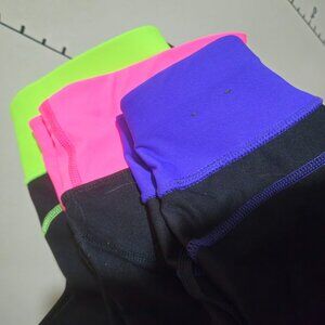 Xersion Stretch Yoga Capris, 3 Pair, Sz S (28inch), Neon Colors, Drawstring